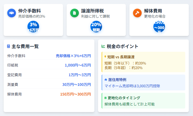 売却にかかる費用と税金